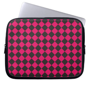 Housse Pour Ordinateur Portable Motif diamant rose noir Checker