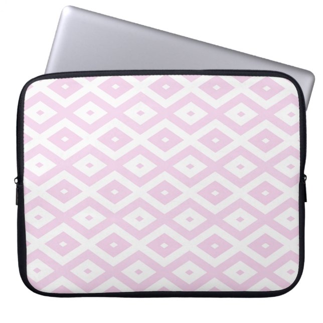 Housse Pour Ordinateur Portable Motif diamant rose pâle et blanc (Devant)
