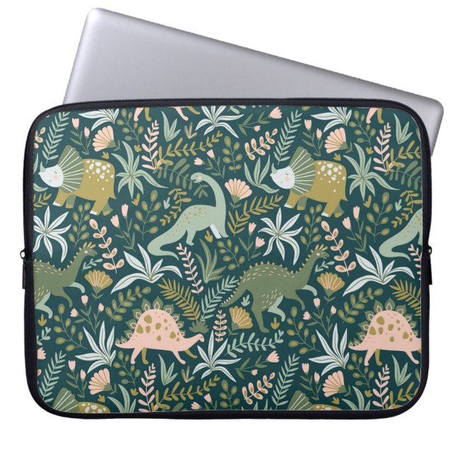 Housse Pour Ordinateur Portable Motif Dinosaur Vert (Devant)