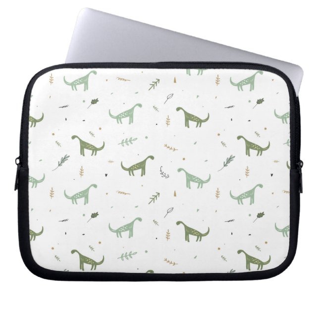 Housse Pour Ordinateur Portable Motif Dinosaure Vert (Devant)