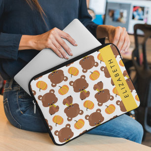 Housse Pour Ordinateur Portable Motif D'Ours, Mignons Ours, Citrouille, Votre Nom