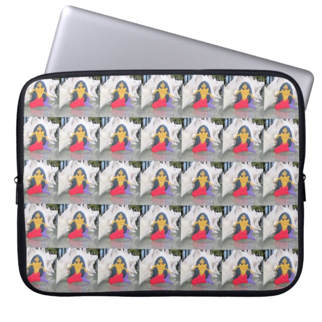 Housse Pour Ordinateur Portable motif d'une manchette de sirènes à poils noirs (Devant)