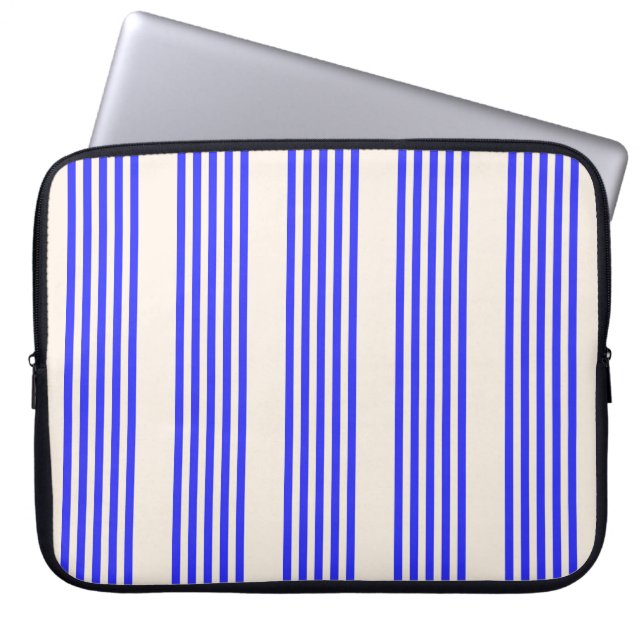 Housse Pour Ordinateur Portable Motif électrique bleu et beige cinq bandes (Devant)