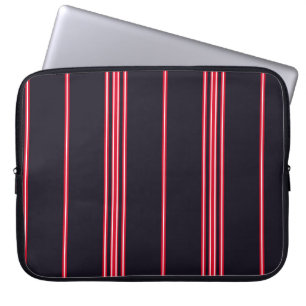 Housse Pour Ordinateur Portable Motif en bande avec verti bleu marine, blanc et ro