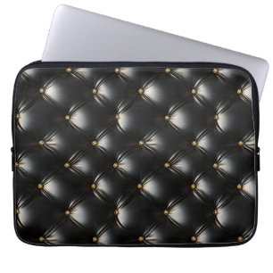 Housse Pour Ordinateur Portable Motif en cuir noir courbé