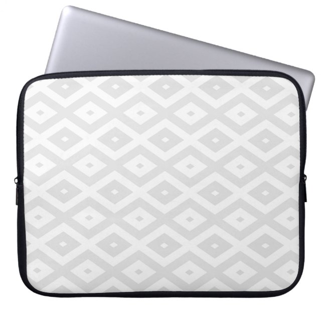 Housse Pour Ordinateur Portable Motif en diamant gris clair et blanc (Devant)