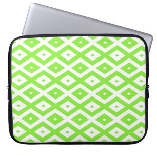Housse Pour Ordinateur Portable Motif en diamant vert et blanc