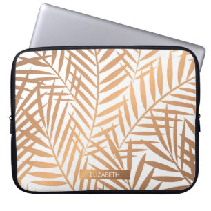 Housse Pour Ordinateur Portable Motif feuille de palmier d'or