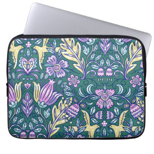 Housse Pour Ordinateur Portable Motif Fleurs et Oiseaux de Style Antique