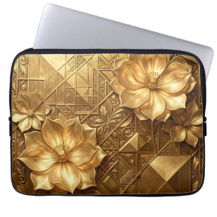 Housse Pour Ordinateur Portable Motif floral Art Déco doré luxueux en relief