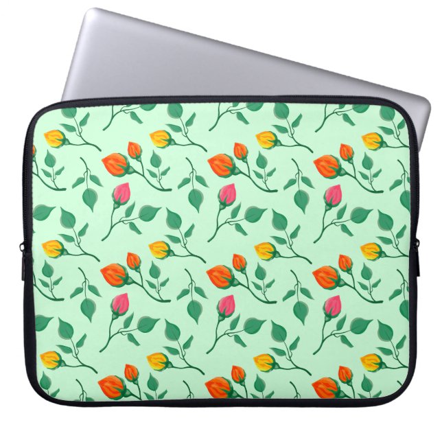 Housse Pour Ordinateur Portable Motif floral avec fleurs roses colorées (Devant)