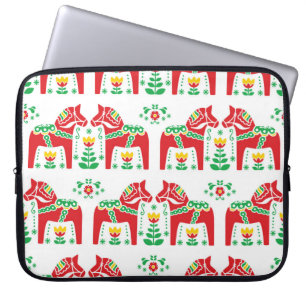 Housse Pour Ordinateur Portable Motif floral de gens de cheval de Dala de Suédois