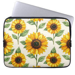 Housse Pour Ordinateur Portable Motif floral de tournesol jaune vif sans couture