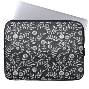 Housse Pour Ordinateur Portable Motif floral élégant sur tableau noir