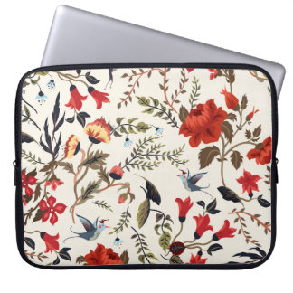 Housse Pour Ordinateur Portable Motif floral incolore avec oiseaux