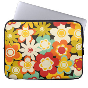 Housse Pour Ordinateur Portable Motif floral mignon rétro coloré vif