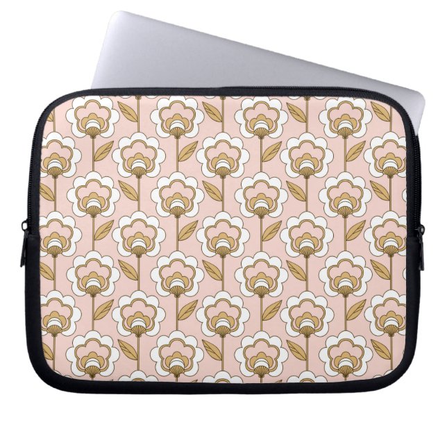Housse Pour Ordinateur Portable Motif floral moderne de la moitié du siècle (Devant)