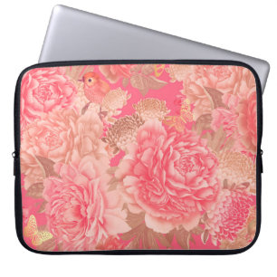 Housse Pour Ordinateur Portable Motif floral sans soudure. Jardin fleurs peoni ros
