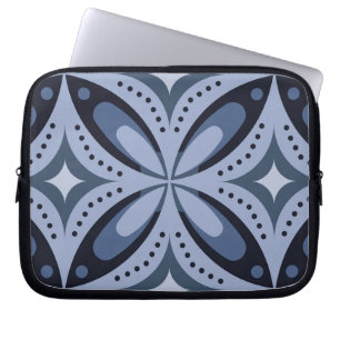 Housse Pour Ordinateur Portable Motif géométrique bleu de style rétro
