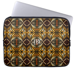 Housse Pour Ordinateur Portable Motif géométrique Brown et Gold