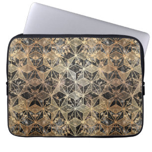Housse Pour Ordinateur Portable Motif géométrique marbre et or