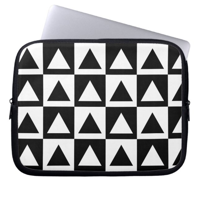 Housse Pour Ordinateur Portable Motif géométrique triangle noir et blanc (Devant)