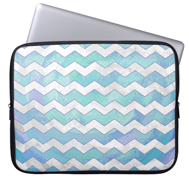 Housse Pour Ordinateur Portable Motif Glacier Blue Chevron (Devant)