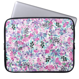 Housse Pour Ordinateur Portable Motif incomparable de fleurs et de baies violettes