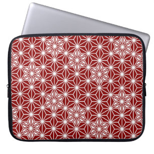 Housse Pour Ordinateur Portable Motif japonais Asanoha - rouge foncé