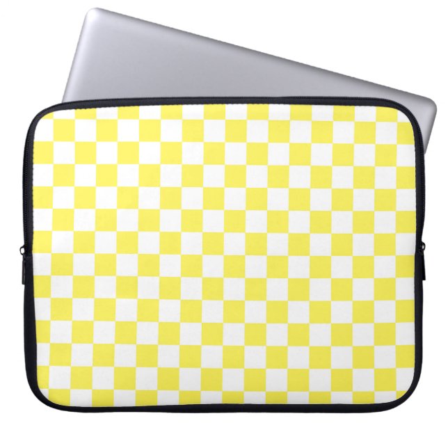 Housse Pour Ordinateur Portable Motif jaune de damier (Devant)