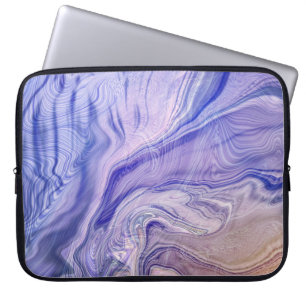 Housse Pour Ordinateur Portable Motif Marbré Abstrait Lavande & Indigo Fluide