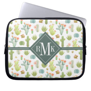 Housse Pour Ordinateur Portable Motif mignon de position de cactus du monogramme