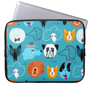 Housse Pour Ordinateur Portable Motif mignon et sans couture avec des chiens drôl