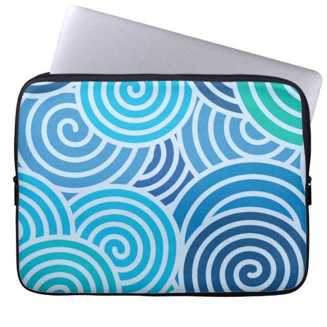 Housse Pour Ordinateur Portable Motif moderne à spirale bleue (Devant)