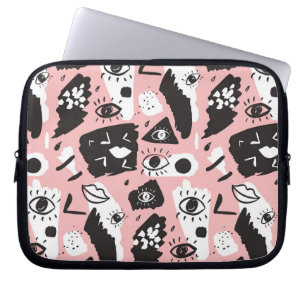 Housse Pour Ordinateur Portable Motif moderne abstrait d'oeil et de lèvres