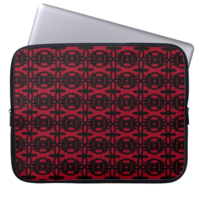 Housse Pour Ordinateur Portable Motif moderne Black & Burgundy Red Circle (Devant)
