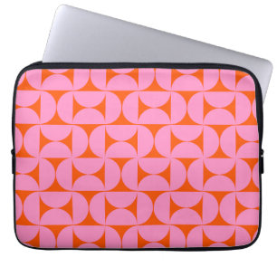 Housse Pour Ordinateur Portable Motif moderne rose Et orange Du Milieu Du Siècle
