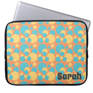 Housse Pour Ordinateur Portable Motif Monogram Retro Blue and Yellow Polka Dot