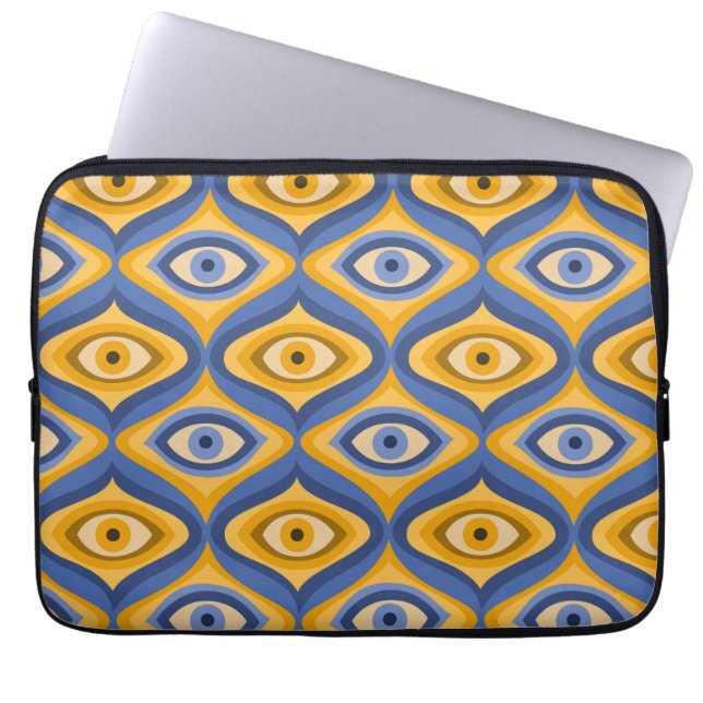 Housse Pour Ordinateur Portable Motif oculaire psychédélique indigo bleu jaune (Devant)