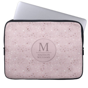 Housse Pour Ordinateur Portable Motif Pailleté Rose Pastel Douceur Personnalisé Or