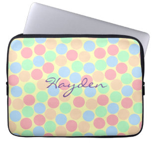 Housse Pour Ordinateur Portable Motif personnalisé à points pastel multicolores
