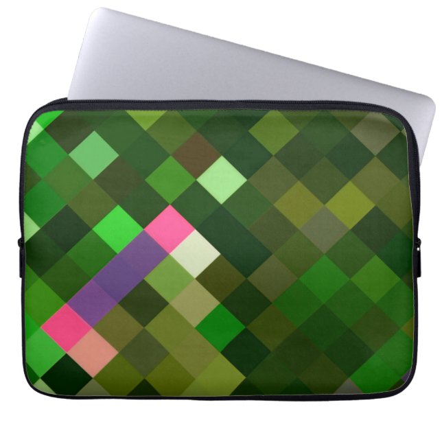 Housse Pour Ordinateur Portable Motif Pixelé - Vert (Devant)
