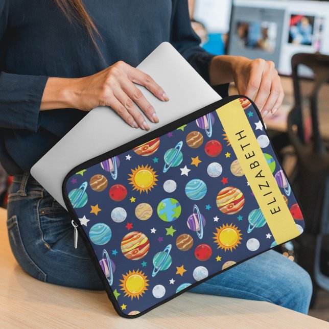Housse Pour Ordinateur Portable Motif, Planètes, Étoiles, Cosmos, Votre Nom (Créateur téléchargé)
