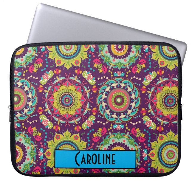 Housse Pour Ordinateur Portable Motif Retro Mandala (Devant)