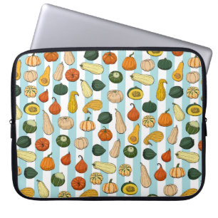 Housse Pour Ordinateur Portable Motif sans couture avec des squashe dessinés à la