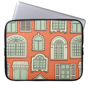 Housse Pour Ordinateur Portable Motif sans couture avec fenêtres vintages.