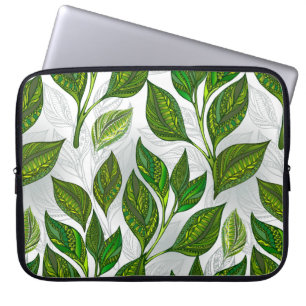Housse Pour Ordinateur Portable Motif sans couture avec Feuilles de thé vert