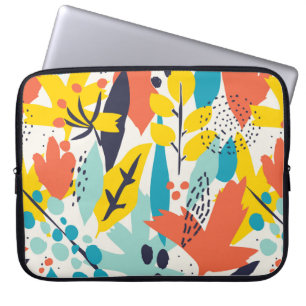 Housse Pour Ordinateur Portable Motif sans couture avec fleurs peintes à la main e
