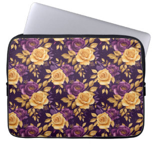 Housse Pour Ordinateur Portable motif sans couture avec fleurs violettes