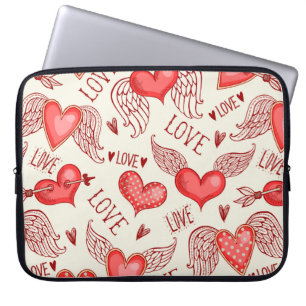 Housse Pour Ordinateur Portable Motif sans couture avec les coeurs. Bonne Saint Va